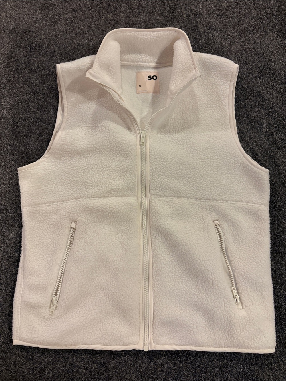 SO Cream Sherpa Zip-Up Vest